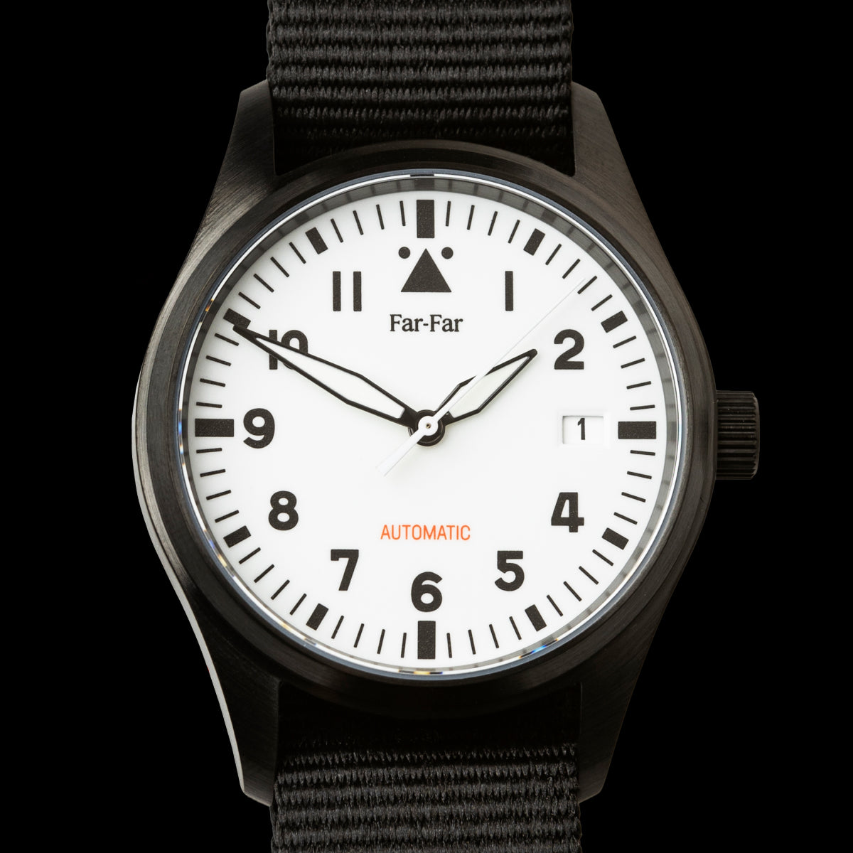 Far-Far Automatisk Pilotklokke Helsort (hvit skive)