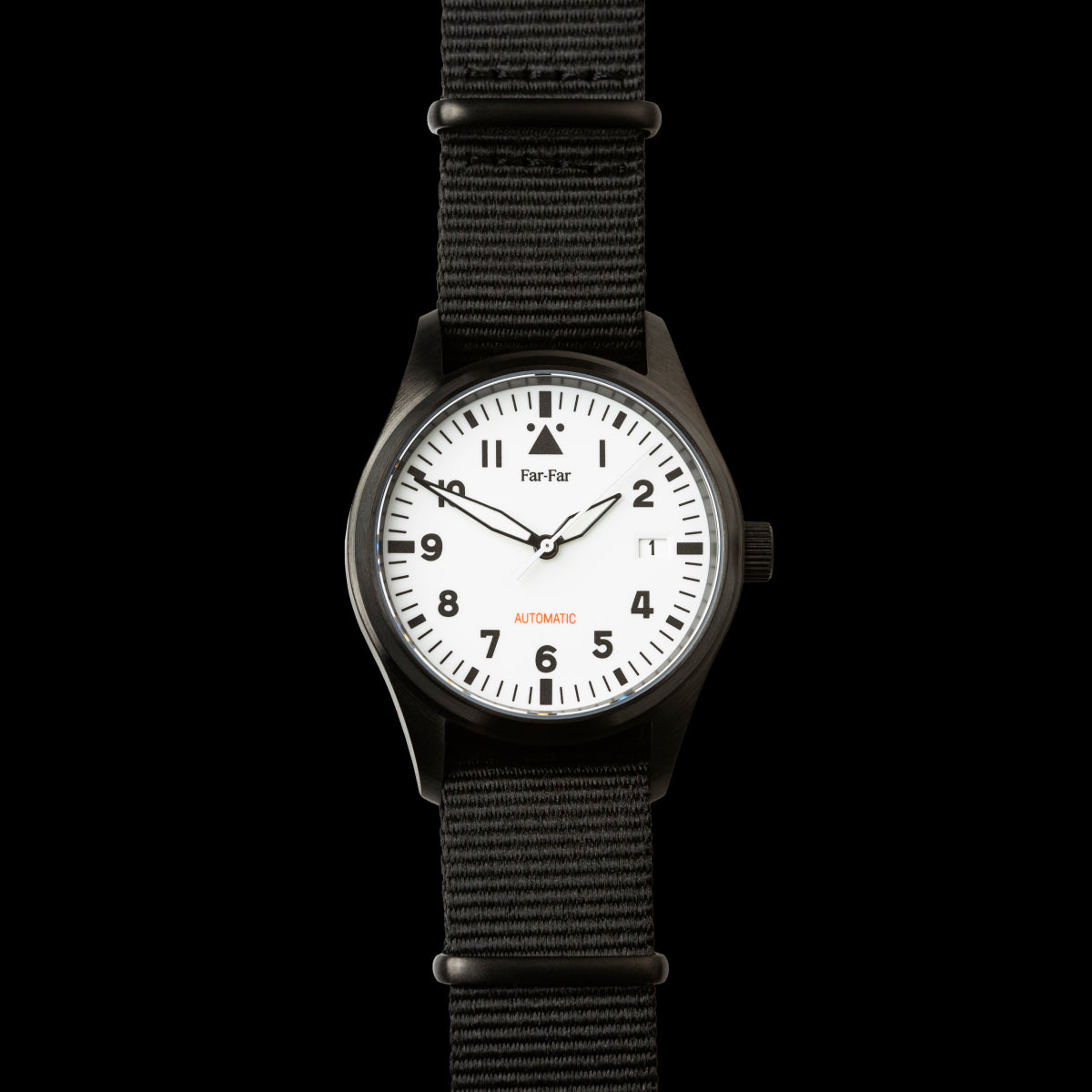 Far-Far Automatisk Pilotklokke Helsort (hvit skive)