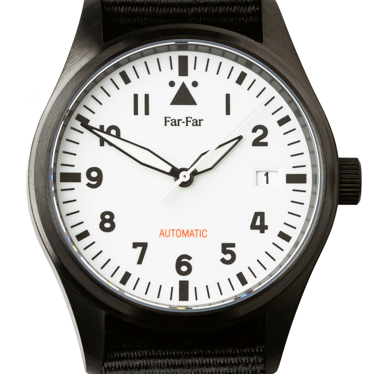 Far-Far Automatisk Pilotklokke Helsort (hvit skive)